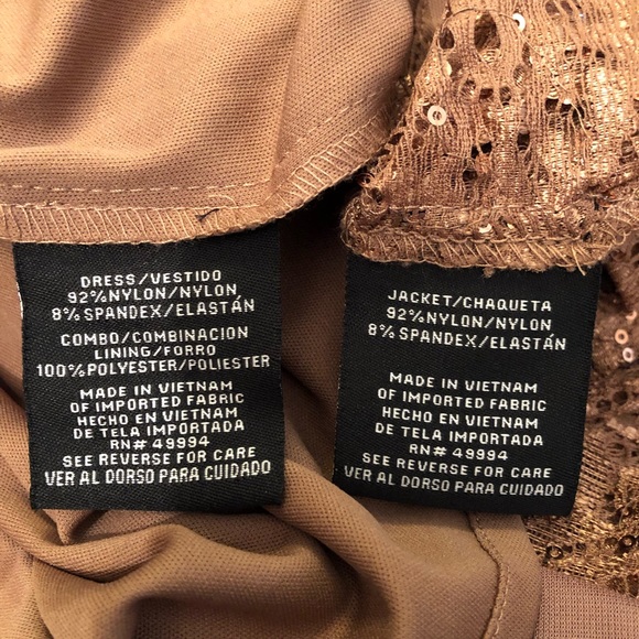 R & M Richards Sequins & Lace Dark Mocha Formal Gown & Jacket - Picture 16 of 16